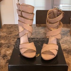 Cream with gold trimming 4 inch heels